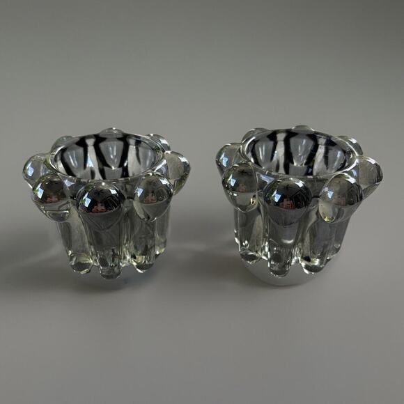 Vintage Anchor Hocking Nova Glass Candle holders tri size new old stock - Picture 2 of 5